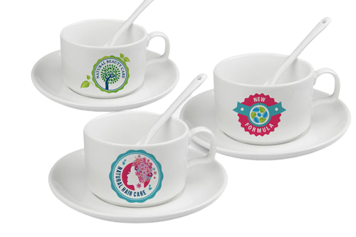 Saucer Tea Cup, Spoon With Printing