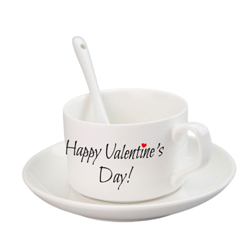 Saucer Tea Cup, Spoon With Printing