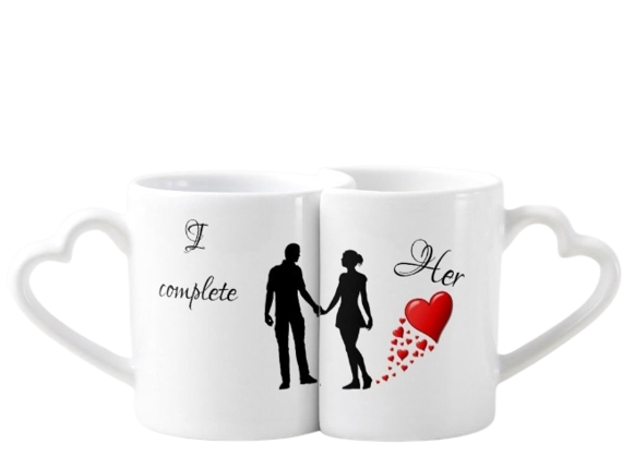Heart Shape Mug Set With Printing