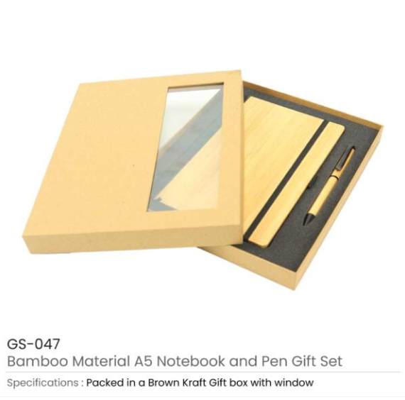 Bamboo Journal Set With A5 Size Notebook And Pen - GS-047