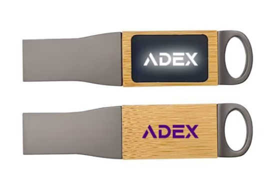 Light-Up Logo Metal & Bamboo USB Flash Drives 32GB - USB-75-GM