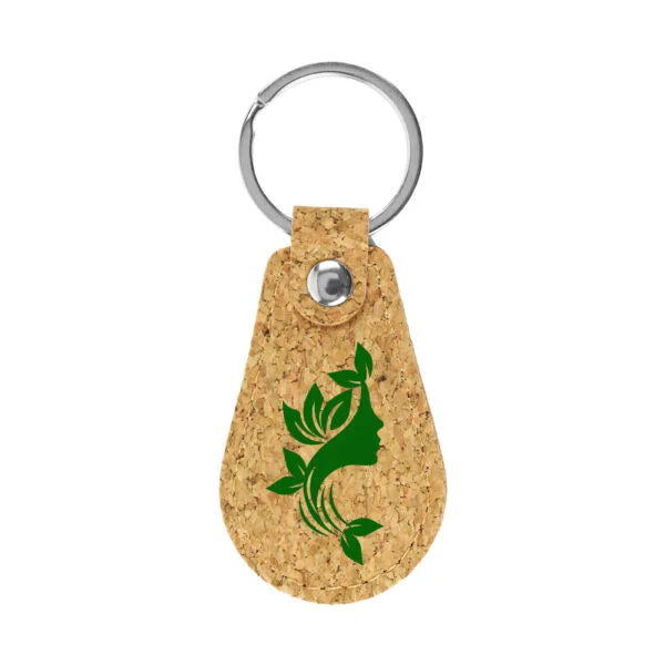 Cork PU Keychains with 32mm Metal Flat Key Ring