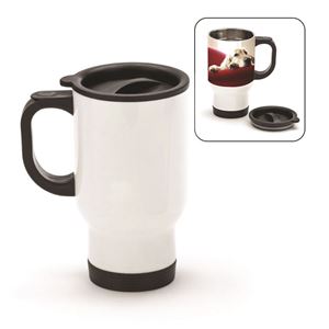 Stainless Steel White Travel Mug With Printing