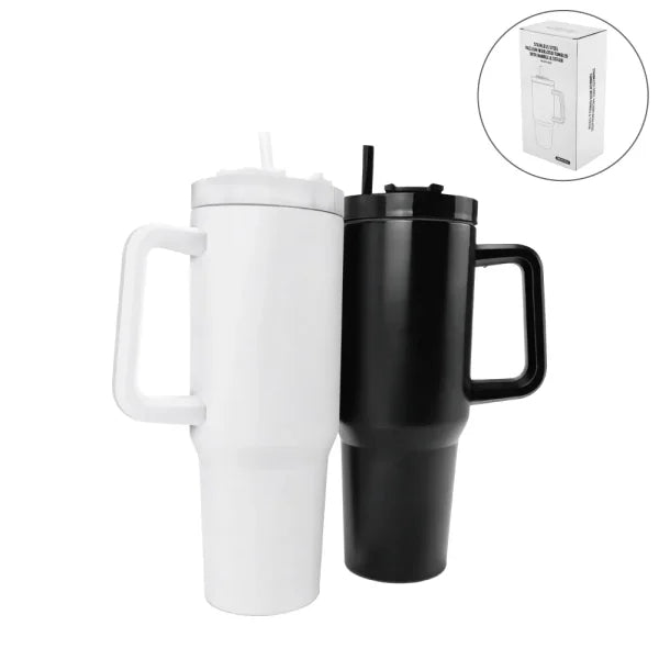Stainless Steel Tumbler with Handle & Straw