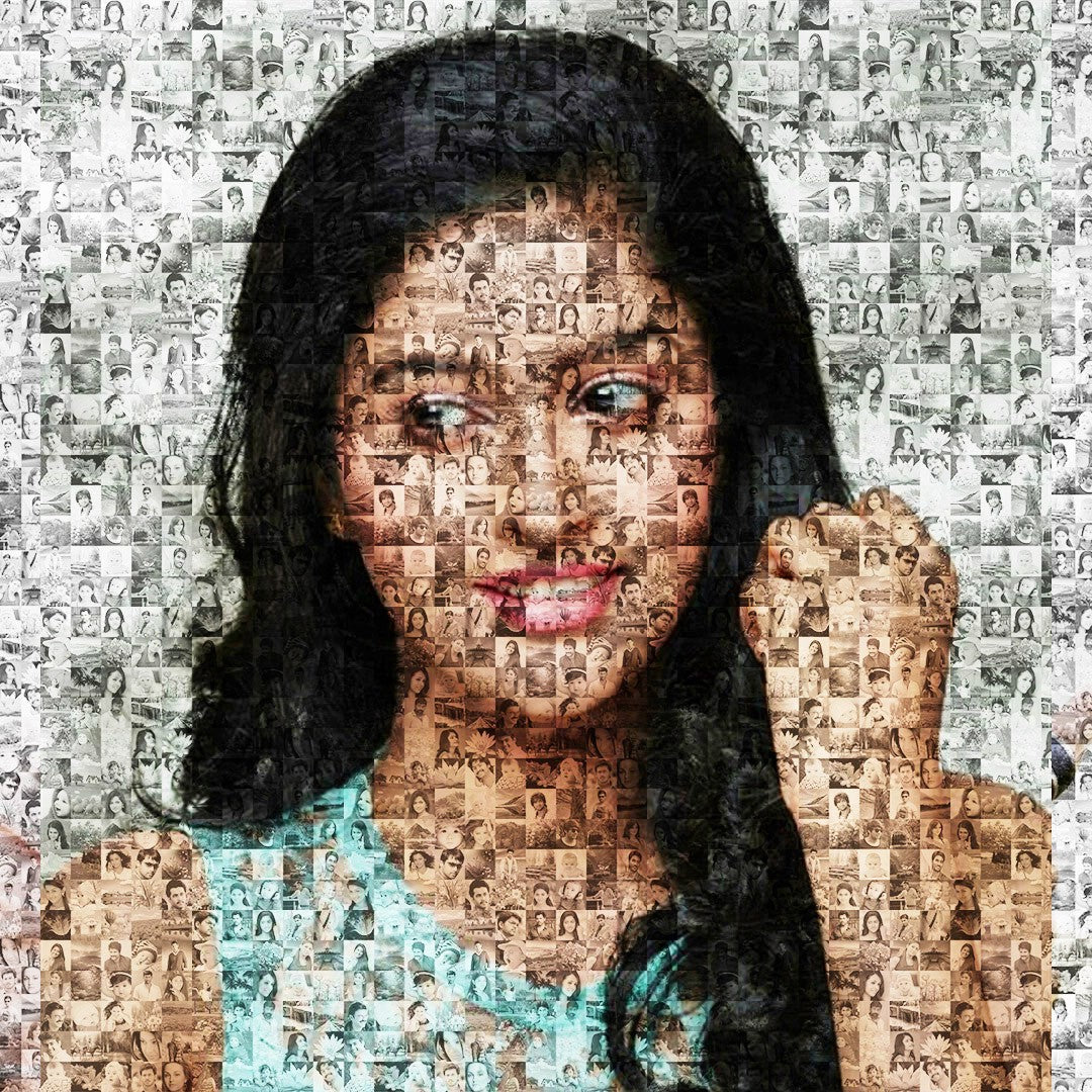 Mosaic Design Canvas Printing (Photo Collage Canvas with Wooden Frame)