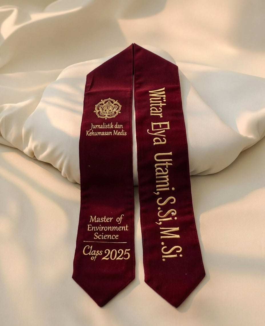 Personalized Graduation Stole with Gold Embroidery