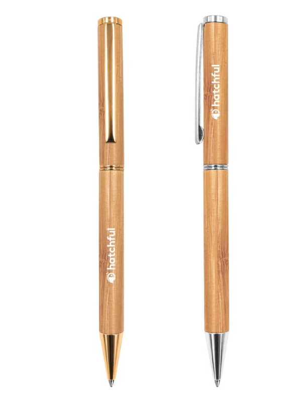 Bamboo Pen with Metal Clip - 082