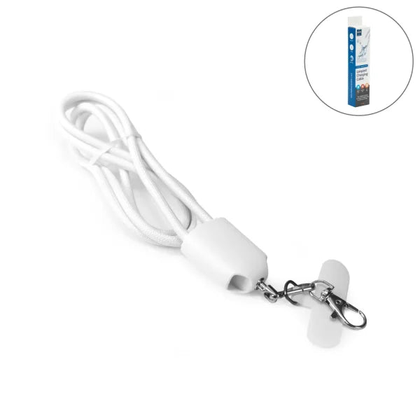 4 in 1 Lanyard Charging Cable 60W, 120cm Long with ID Hook & Phone Pad