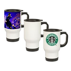 Stainless Steel White Travel Mug With Printing