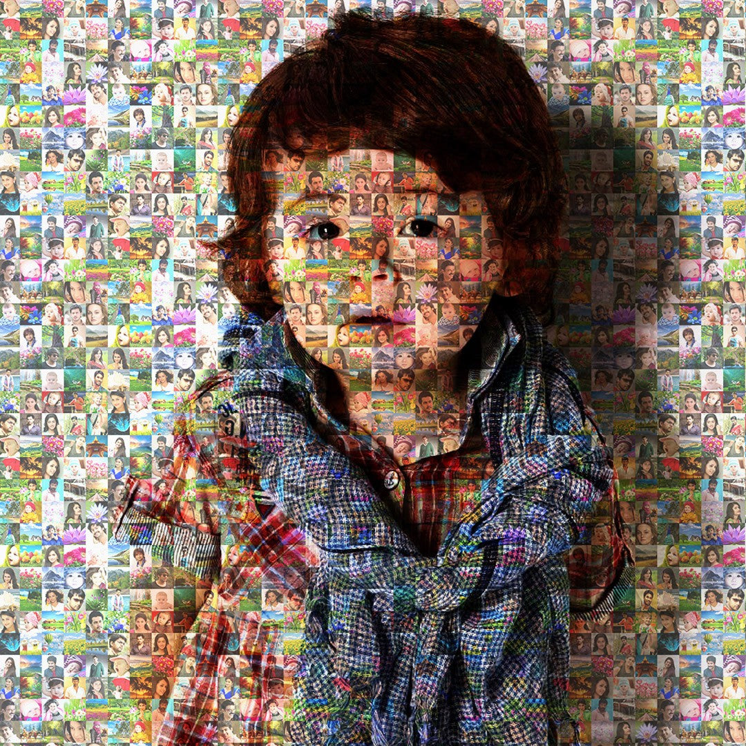 Mosaic Design Canvas Printing (Photo Collage Canvas with Wooden Frame)