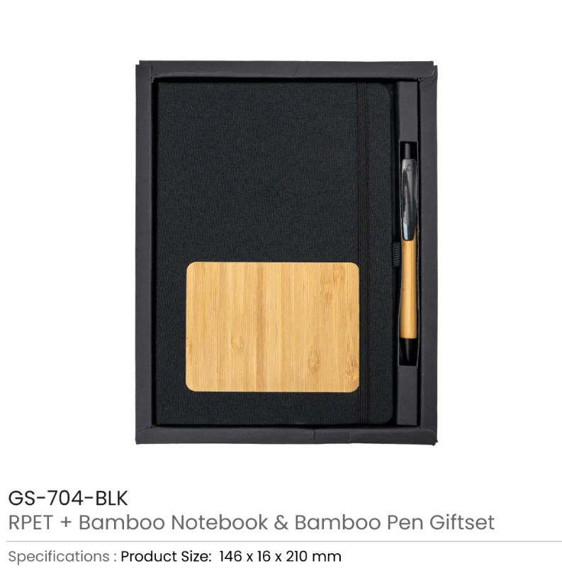 black-rpet-bamboo-notebook-pen-gift-set-gs-704-blk-in-uae