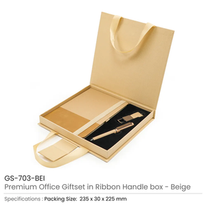 
beige-premium-office-gift-set-ribbon-handle-box-in-uae